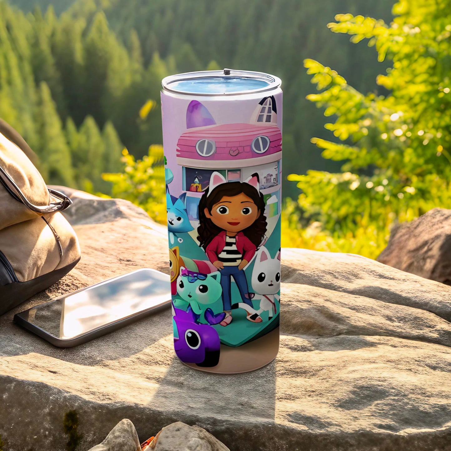 Colorful Kids Cartoon Travel Mug with Cute Characters