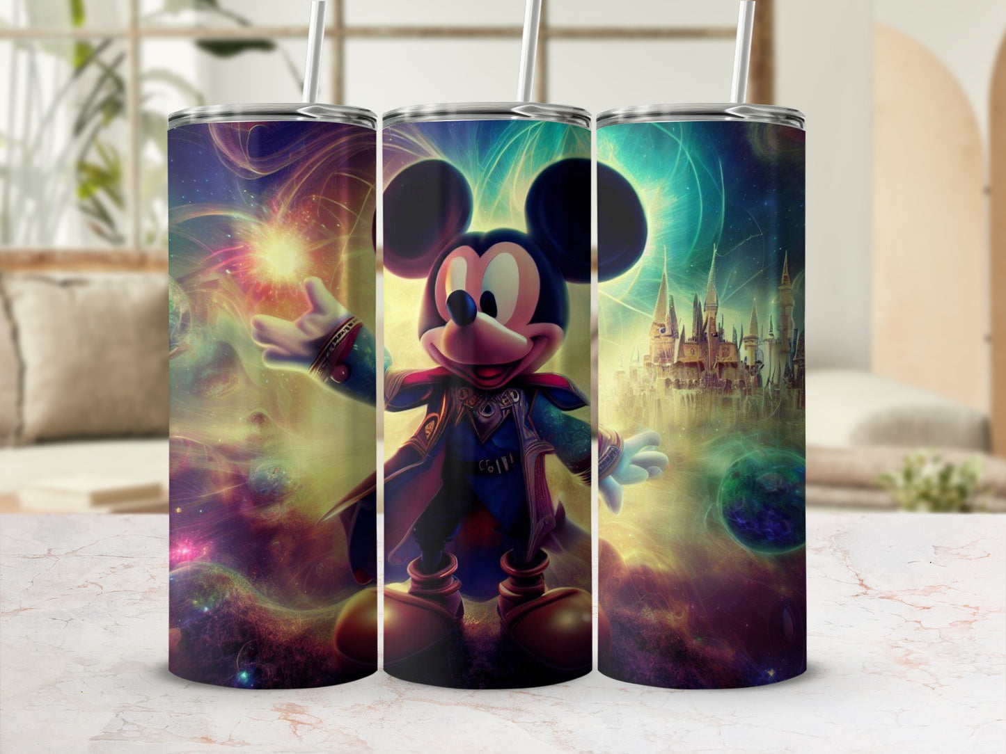 Magical Mickey Mouse Tumbler with Fantasy Background