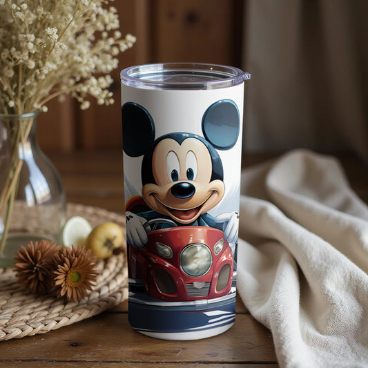 Cartoon Character Driving Red Car Tumbler Artwork