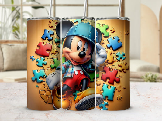 Colorful Mickey Mouse Puzzle Theme Insulated Tumbler