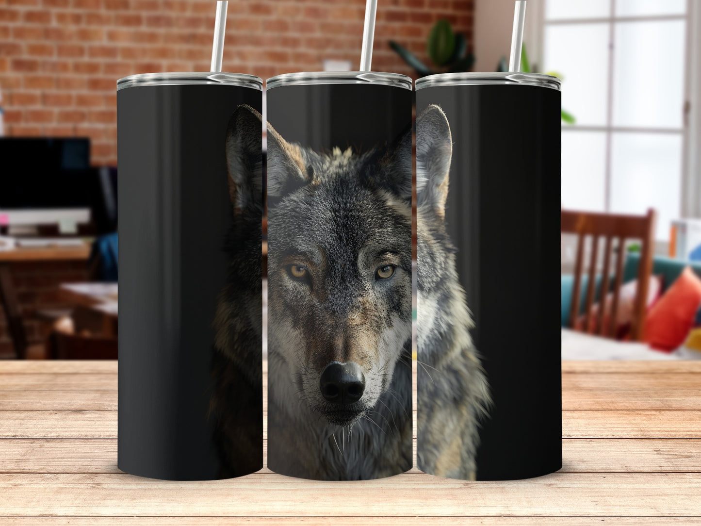 Majestic wildlife animal portrait gray wolf eyes product type