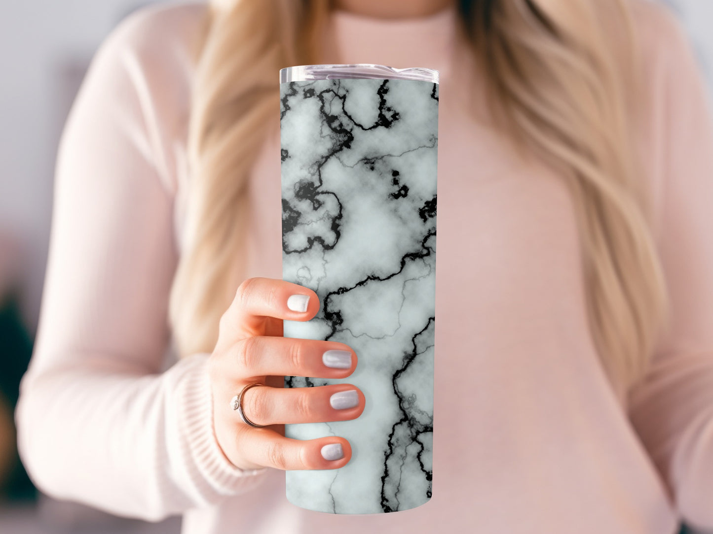 Pale White Marble Black Line Pattern Cool Gift Tumblers