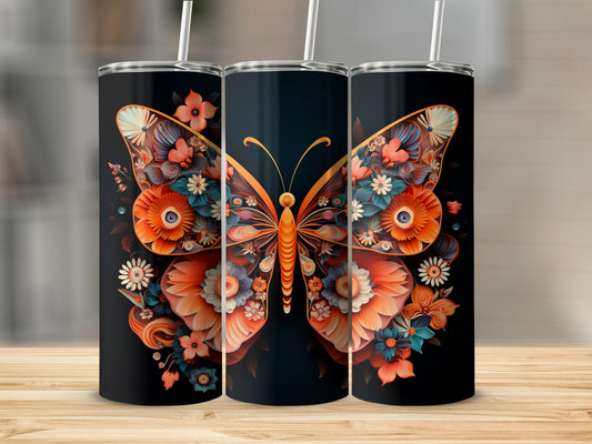 Vibrant floral butterfly pattern dark background product type
Tumbler, Butterfly, Floral design, Drinkware, Custom tumbler, Gift idea, Flower pattern, Nature art, Abstract butterfly, Colorful print, Beverage holder, Unique design, Tumbler wrap, Artwork tumbler, Orange butterfly, Blue flowers, Black background, Trendy tumbler, Aesthetic design, Reusable cup