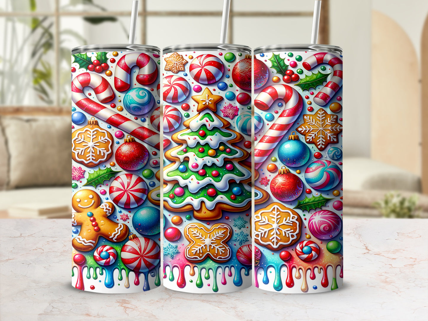 Festive Holiday Tumbler with Christmas Themed Design