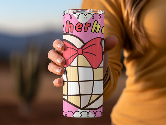 Cheer Love Pink Bow Pattern Tumbler Insulated Cup