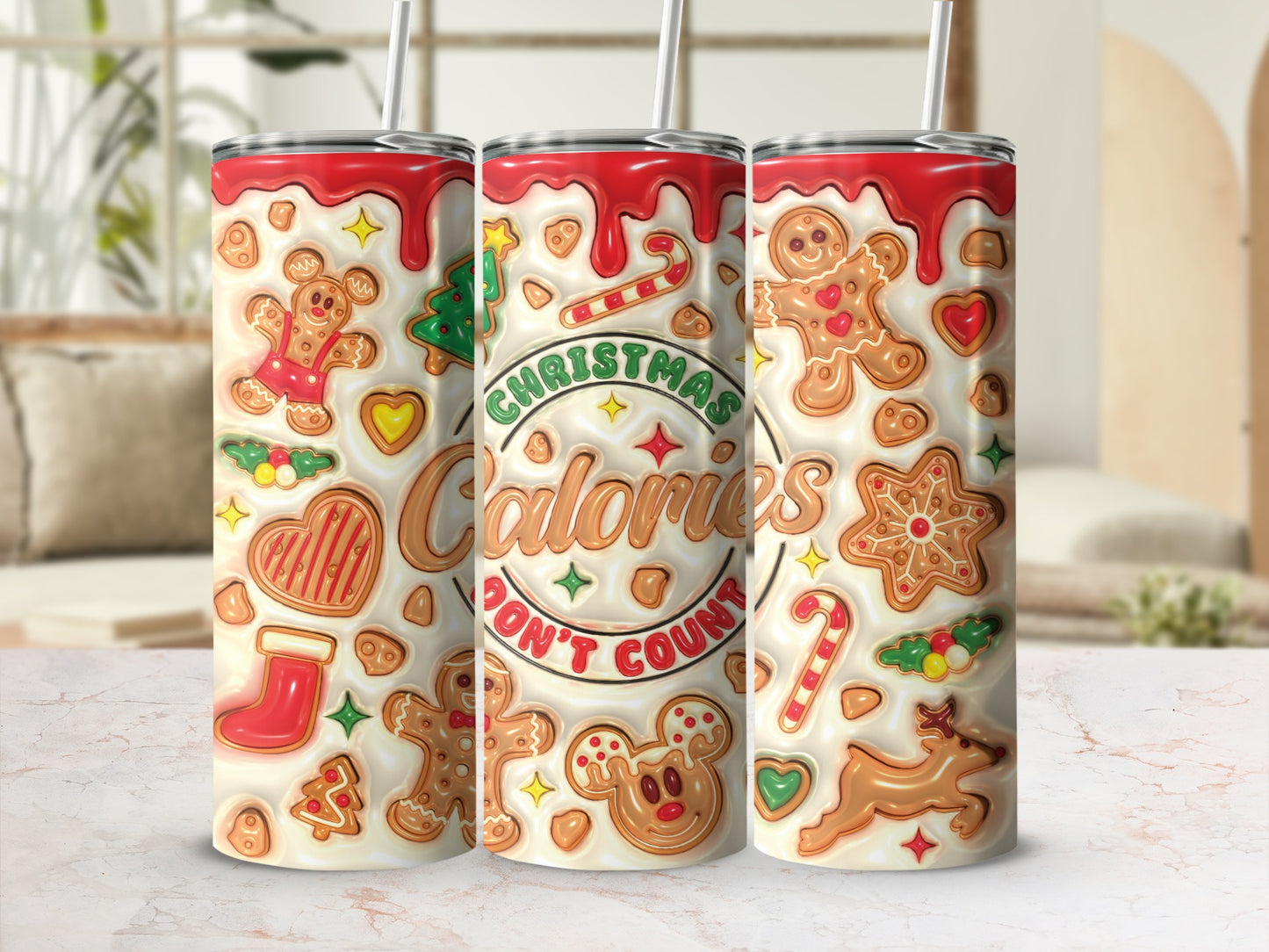 Christmas Calories Don't Count Gingerbread Tumbler