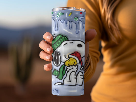 Snoopy and Woodstock Festive Winter Travel Tumbler