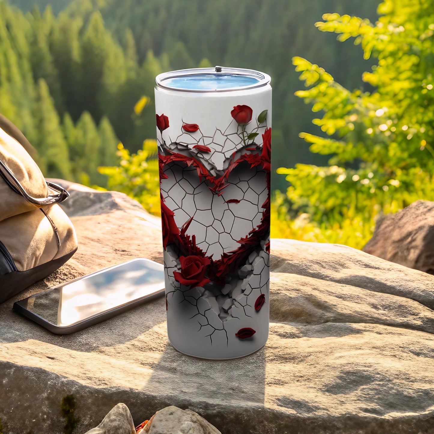 Stunning Rose Heart Accent Tumbler Ideal Gift Option