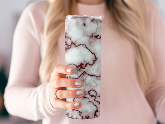 White Veined Red Marble Design Pattern Style Texture Tumblers