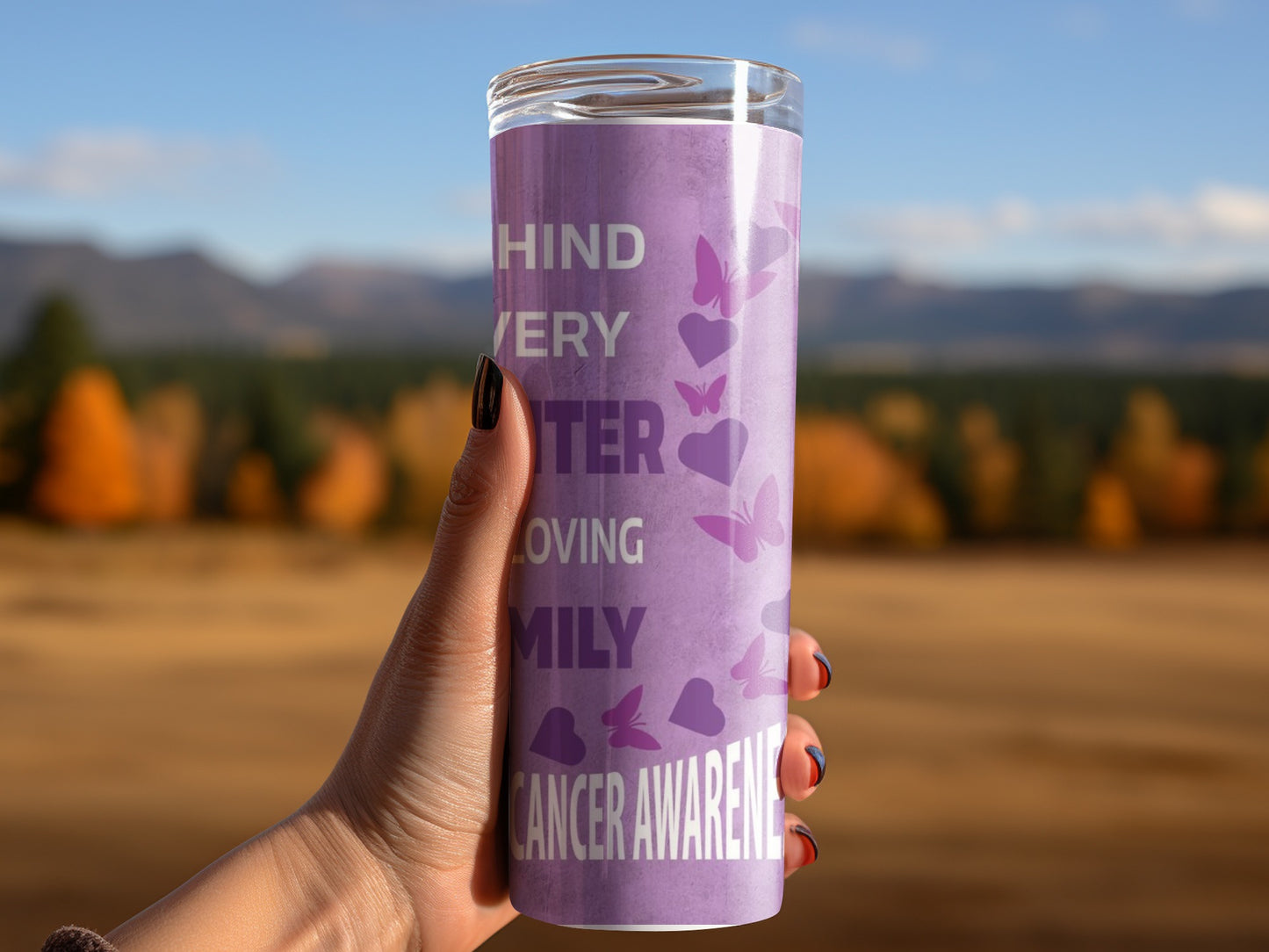 Cancer Awareness Butterfly Pattern Tumbler Cup