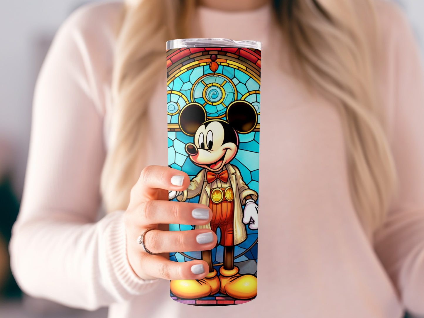 Colorful Mickey Mouse Stained Glass Style Tumbler