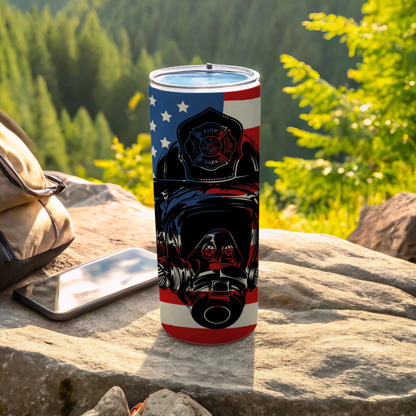 American Flag Firefighter Tumbler for Outdoor Adventures