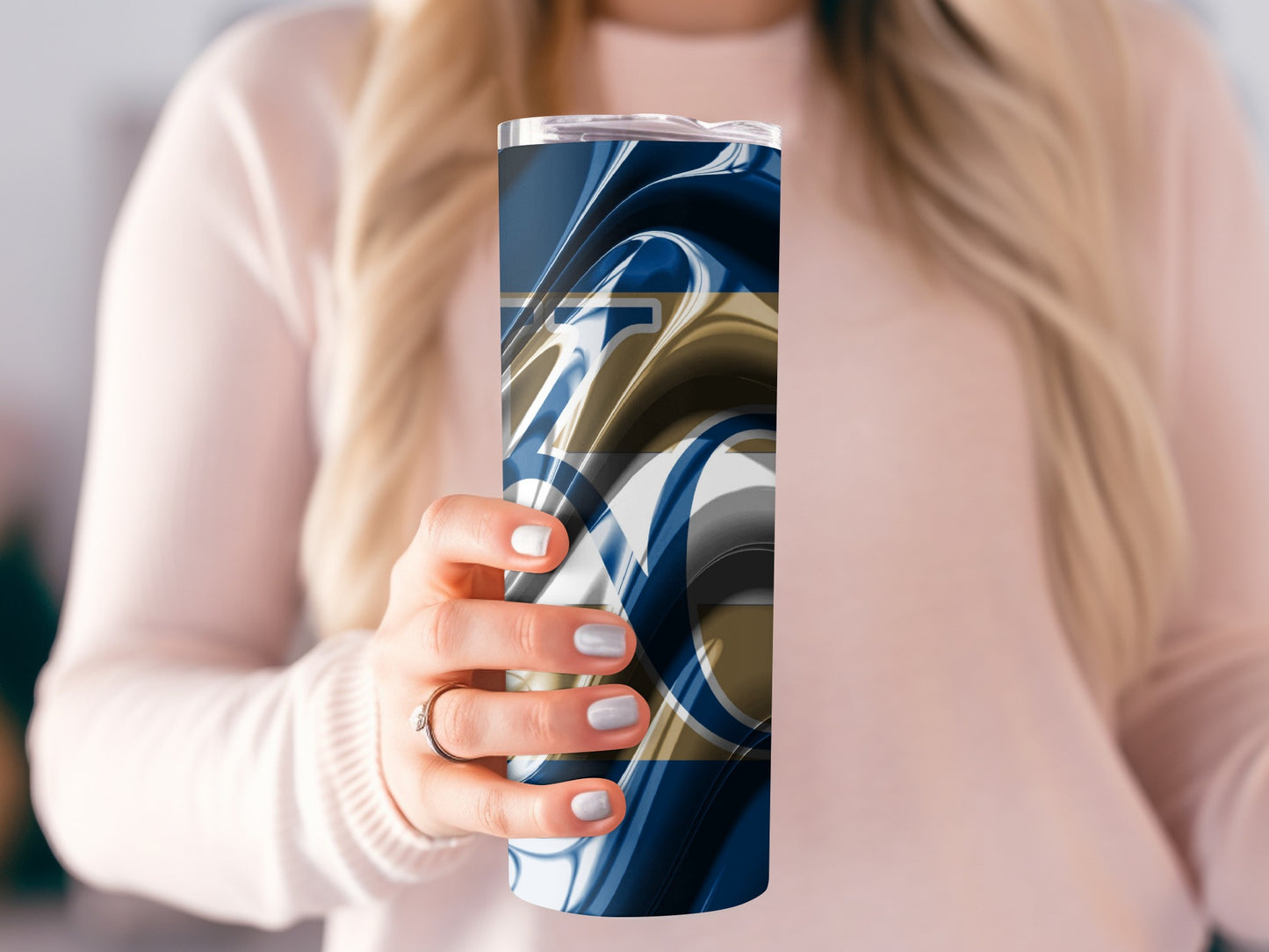 Abstract Kansas City Team Graphic in Blue and Gold Tumblers