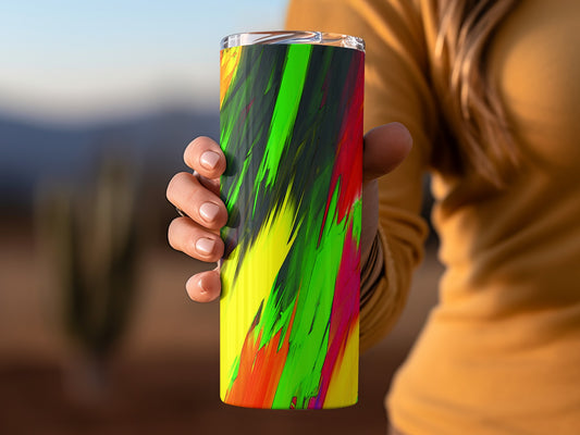 Abstract Diagonal Strokes Design Artistic Colorful Tumblers
