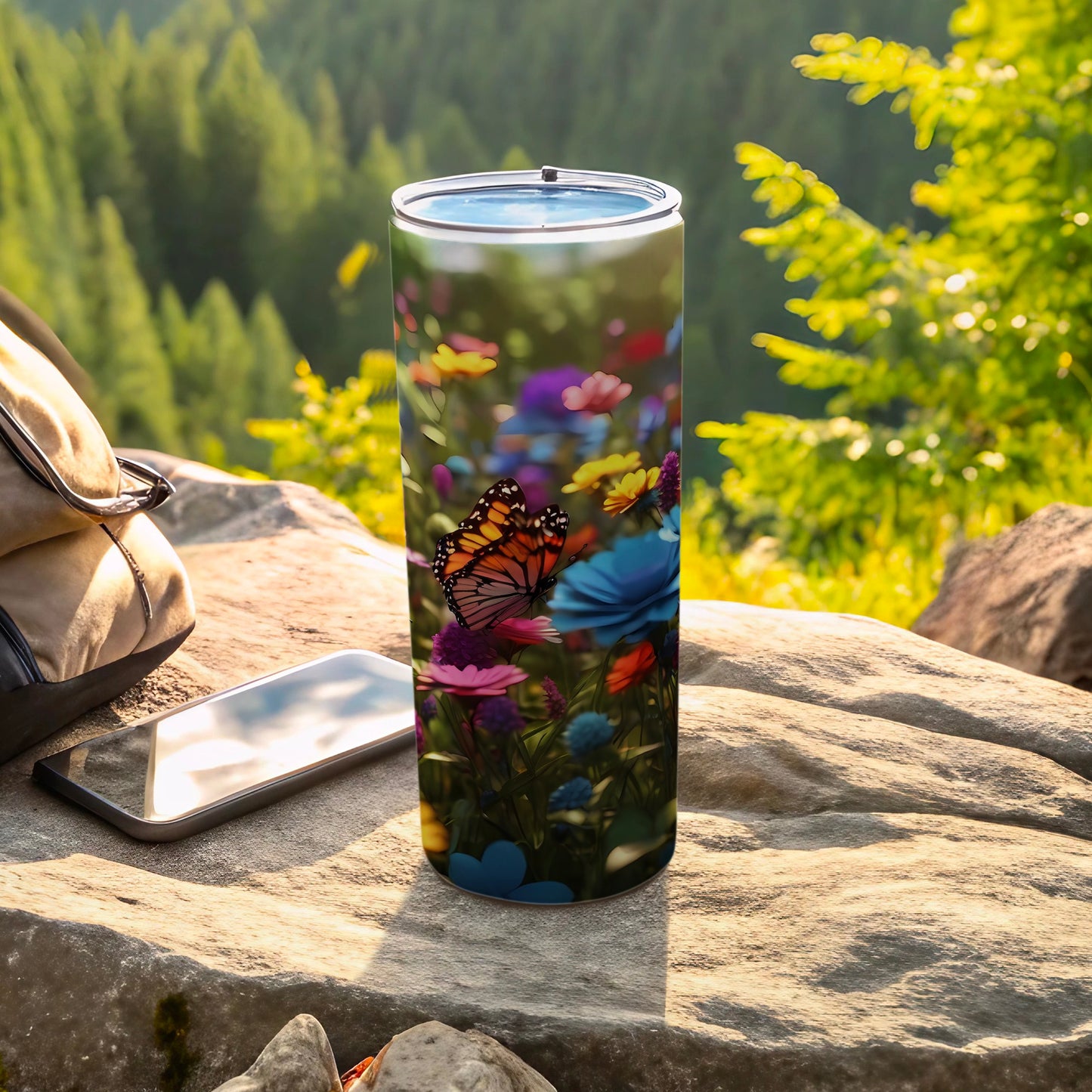 Monarch Butterfly Colorful Flower Field Tumbler product type