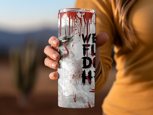 Horror Character Themed Tumbler with Grunge Text Design