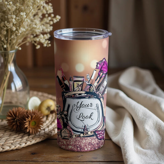 Stylish Beverage Container with Cosmetic Design