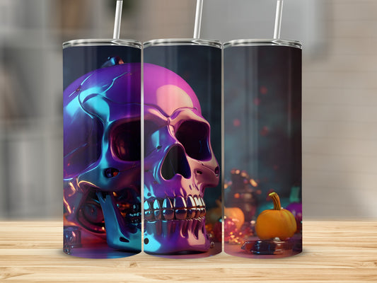 Iridescent Metallic Skull Halloween Purple Blue Pink Tumbler product type