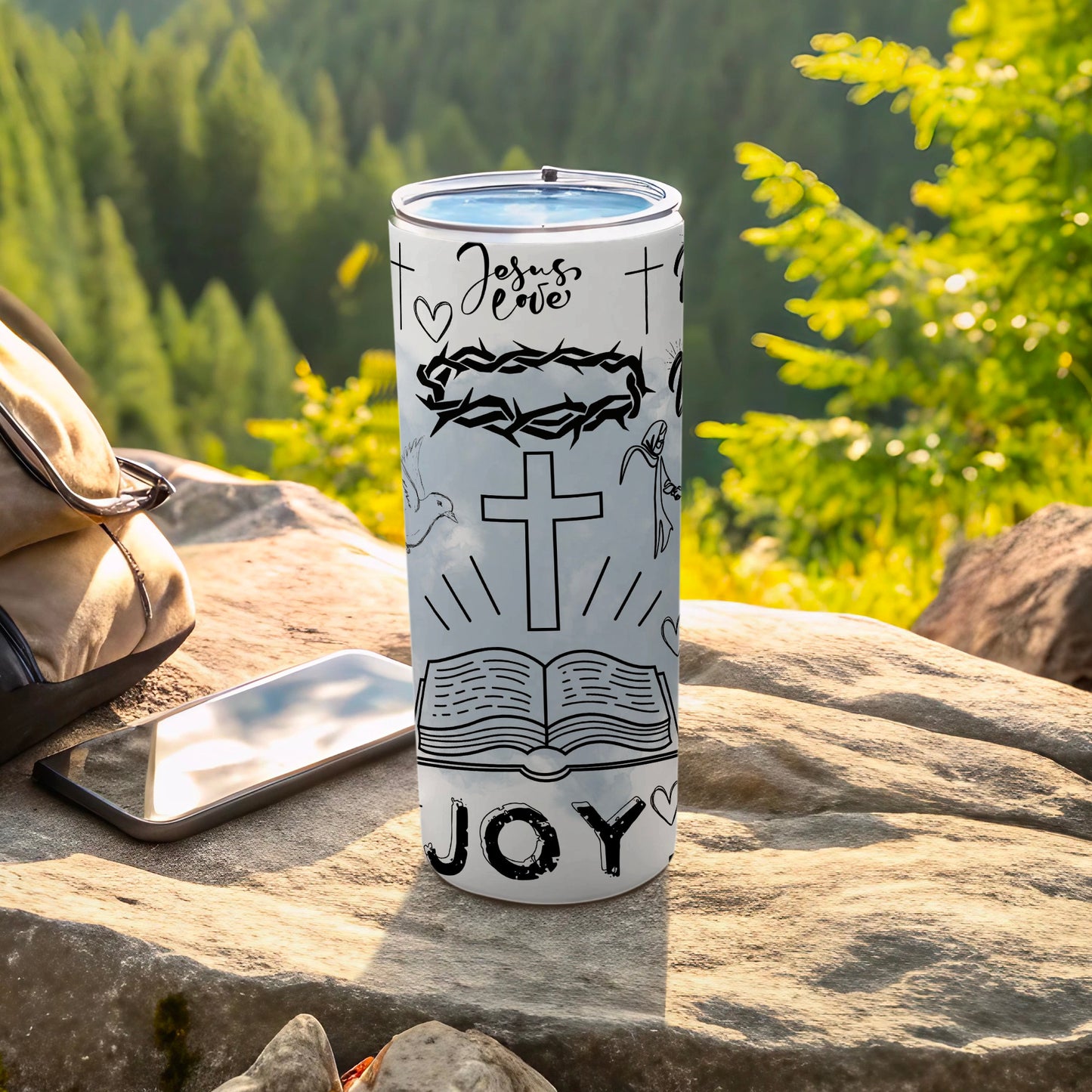Inspirational Joy and Faith Themed Spiritual Tumbler