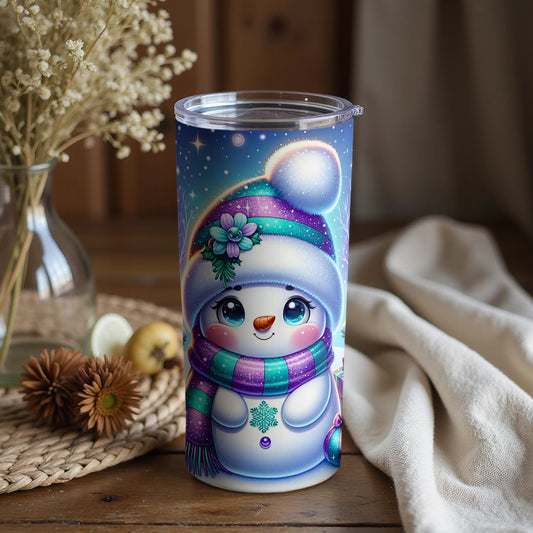 Adorable Snowman With Colorful Scarf Tumbler