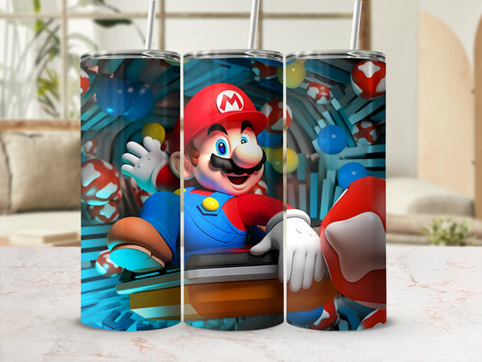 Colorful Cartoon Character Tumbler with Gaming Graphics