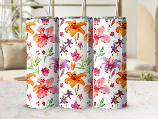 Floral Watercolor Designed Stainless Steel Tumblers