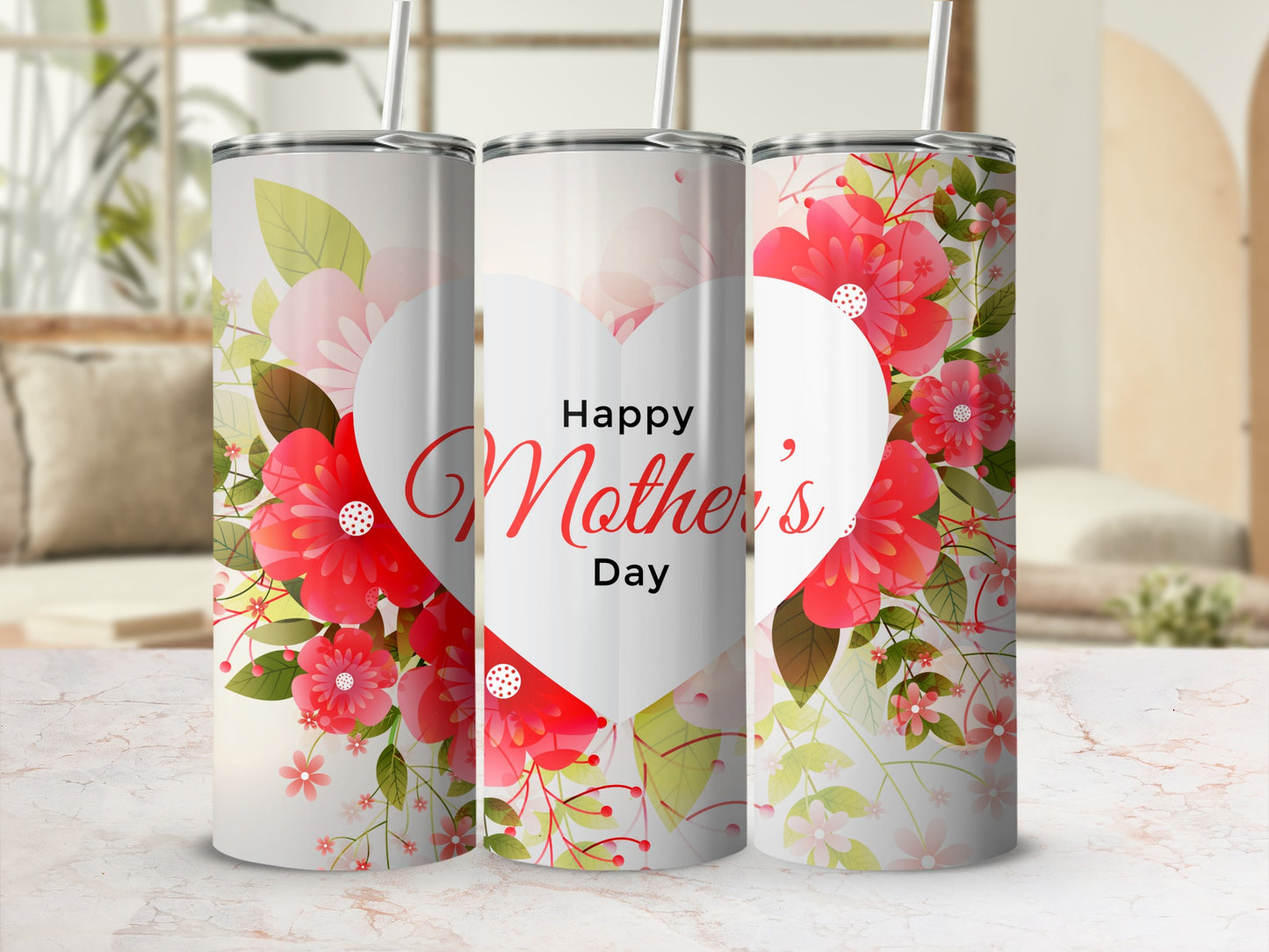 Floral Happy Mother's Day Tumbler Stainless Steel Cup
