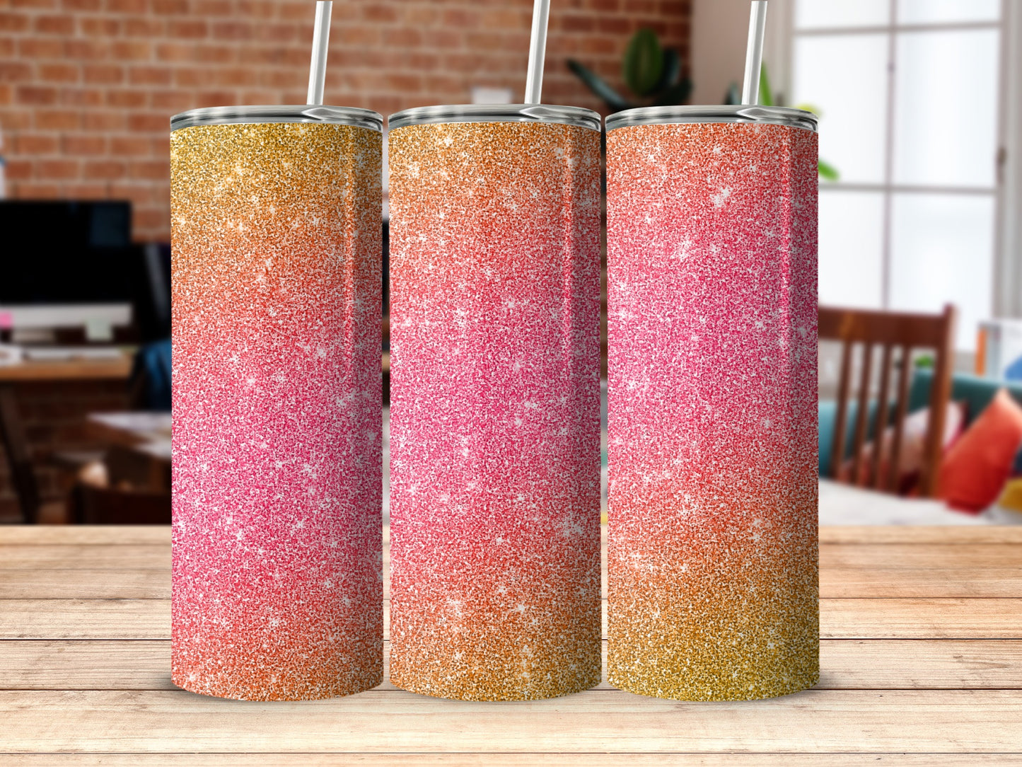 Sparkling Pink and Gold Glitter Tumbler Design