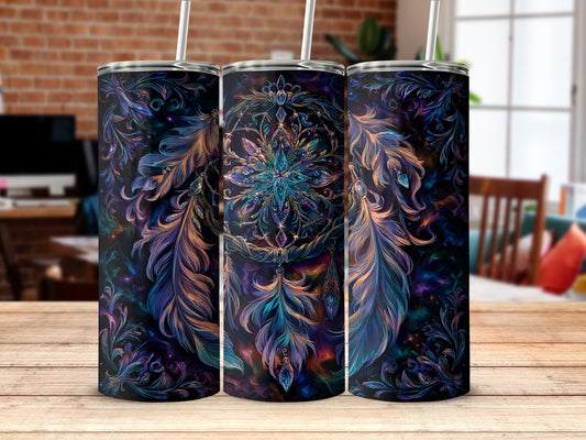 Vibrant Feather Pattern Tall Tumbler Drinkware