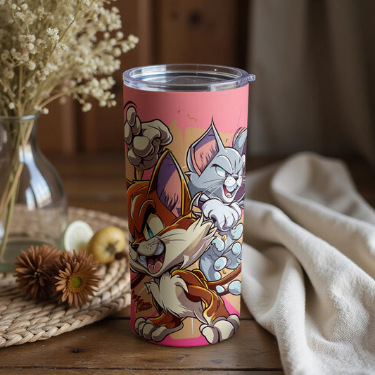 Cartoon Cat and Mouse Design Insulated Tumbler Cup