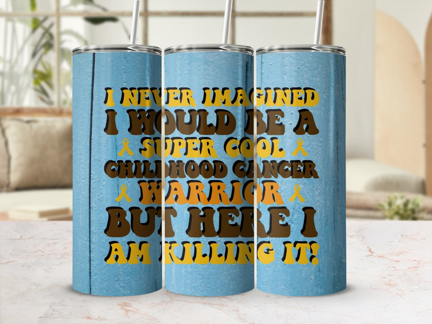 Super Cool Childhood Cancer Warrior Motivational Tumbler
