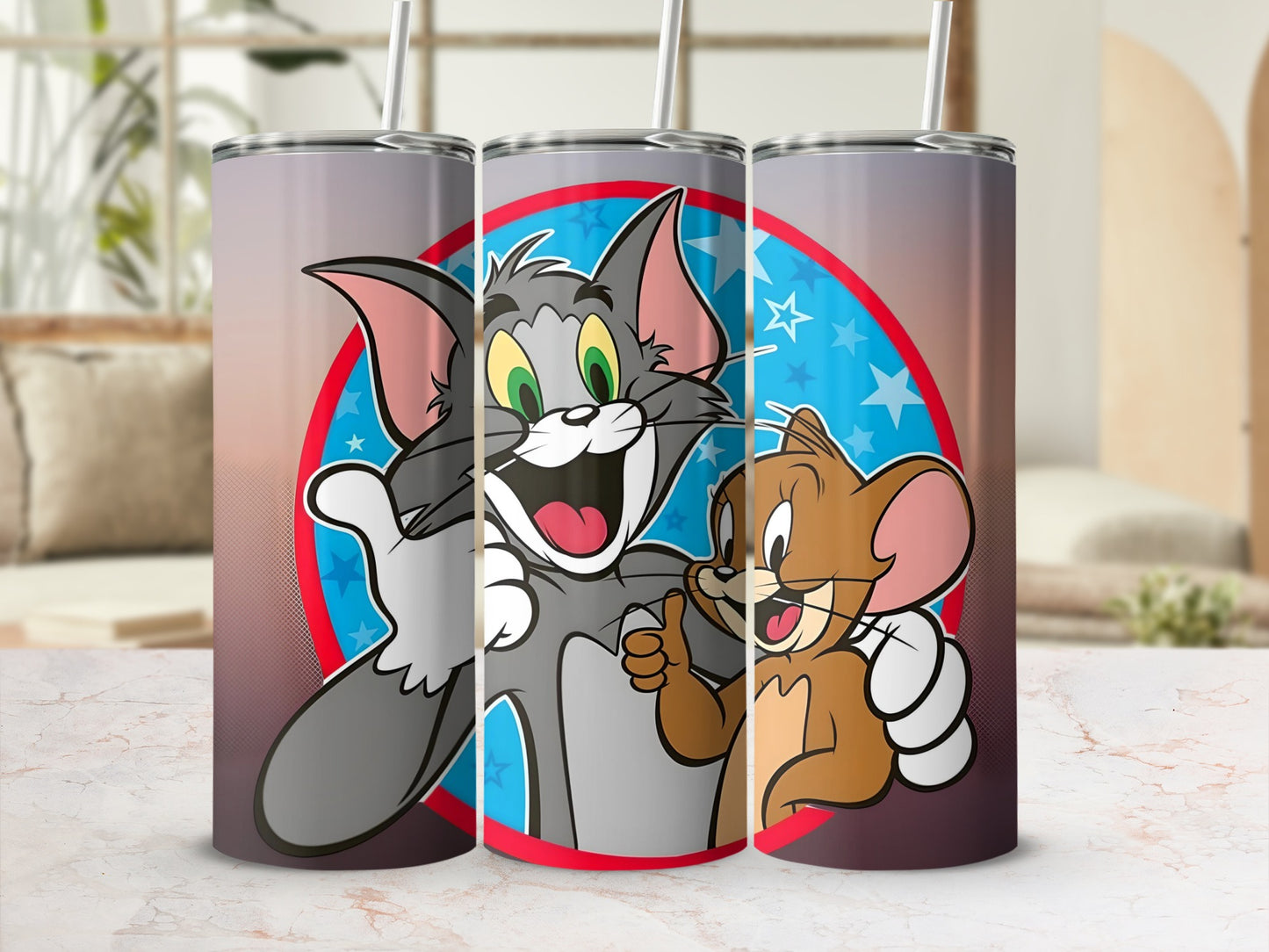 Cheerful Cartoon Duo Graphics Tumbler