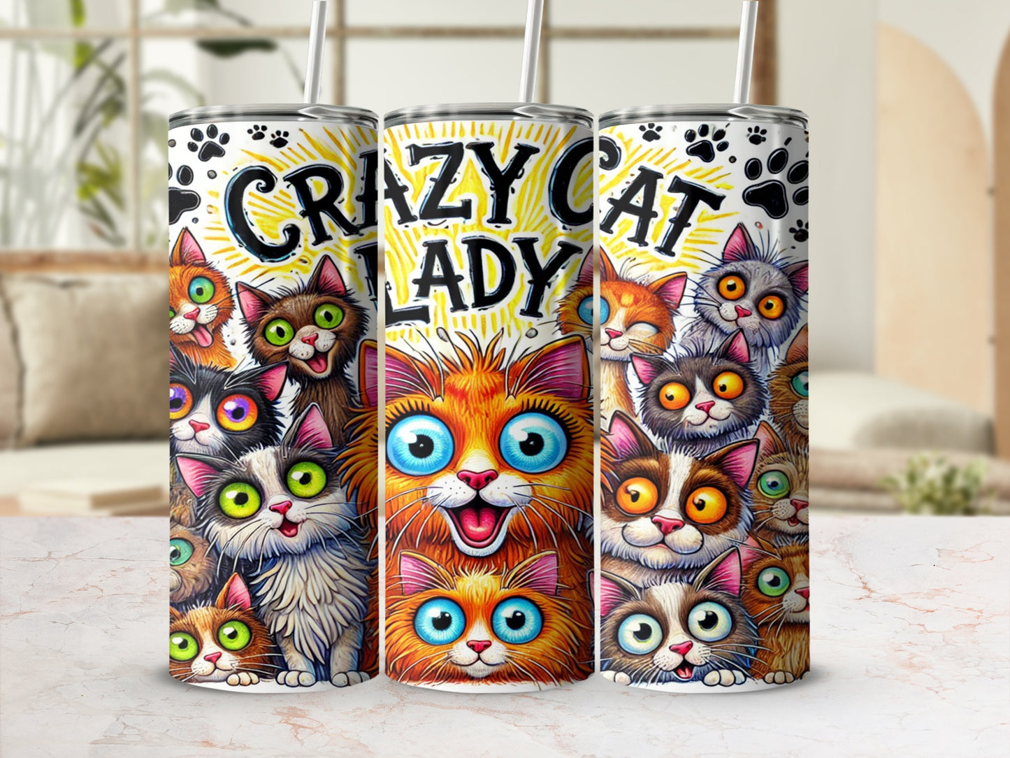 Crazy Cat Lady Colorful Cat Art Drinkware Product