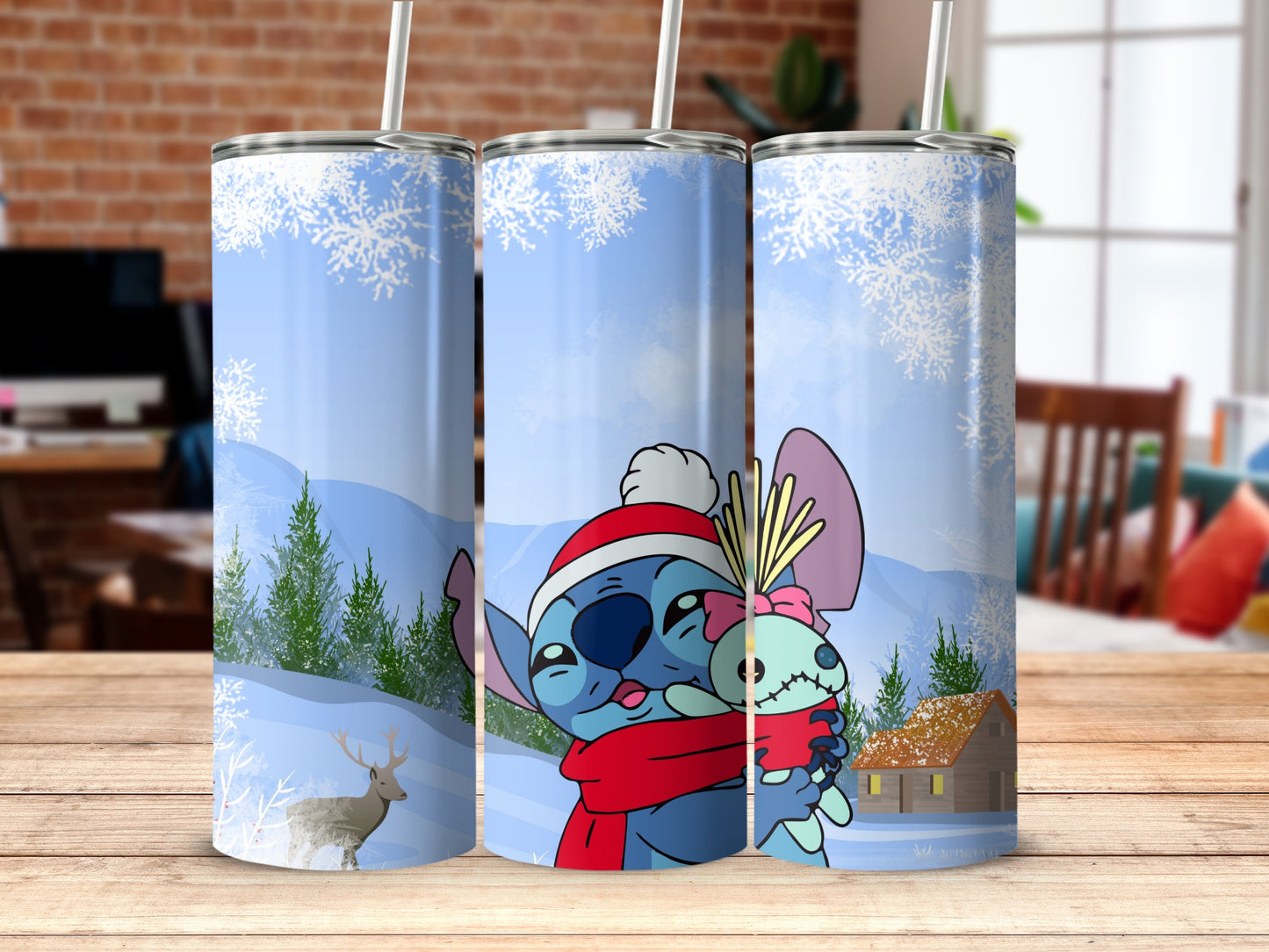 Festive Cartoon Character Winter Scene Tumbler