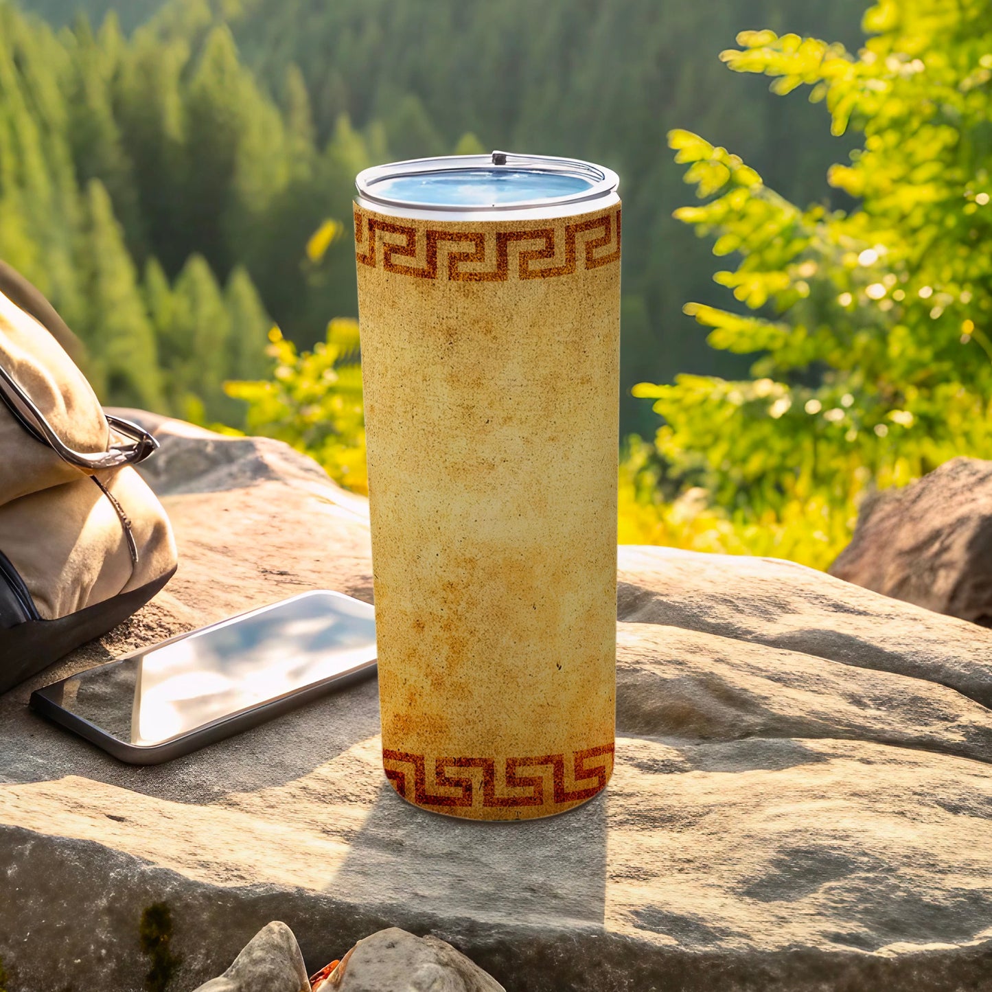 Beige Textured Greek Key Pattern Insulated Tumbler product type