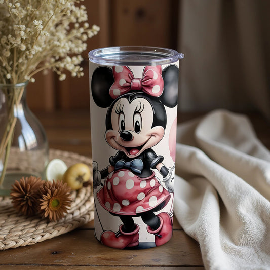 Adorable Polka Dot Bow Character Tumbler