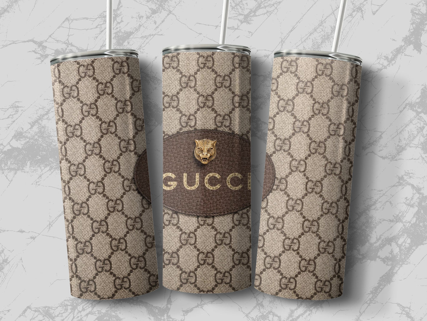 Stylish GUCCI Pattern Travel Tumbler for Beverages