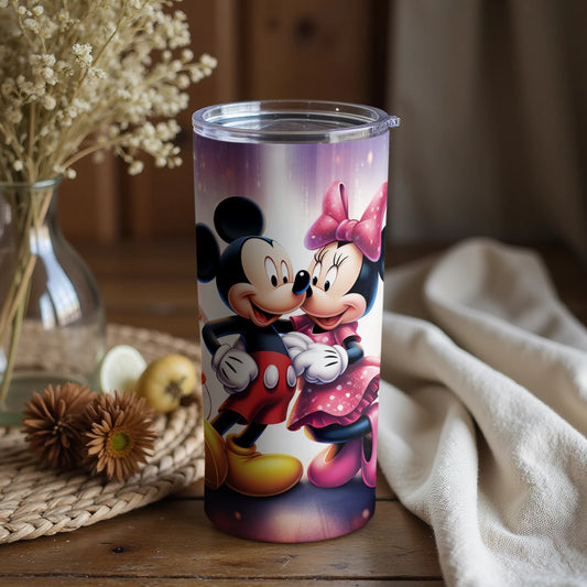 Mickey and Minnie Mouse Tumbler with Floral Decor