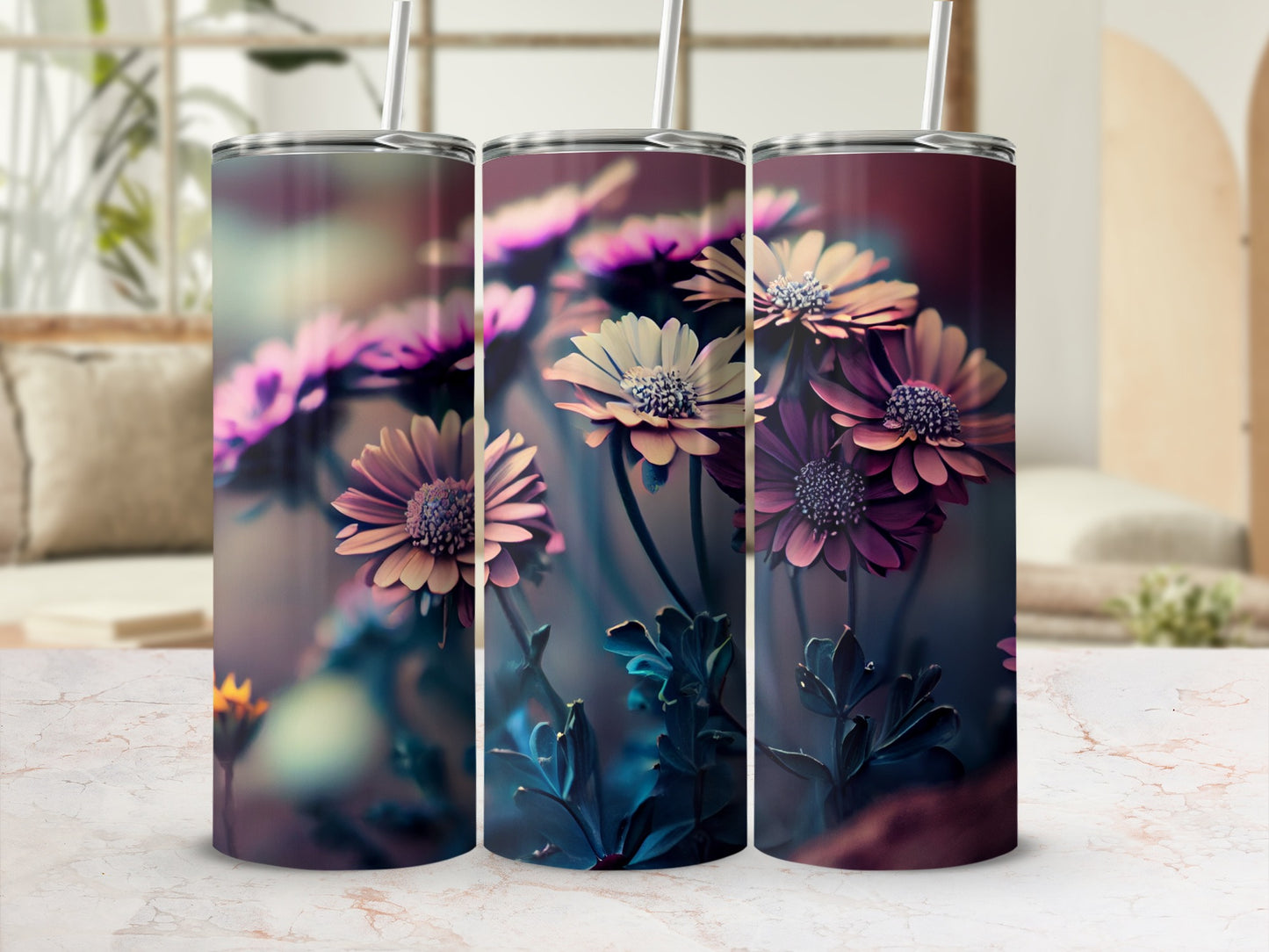 Vibrant Floral Print Stainless Steel Insulated Tumbler