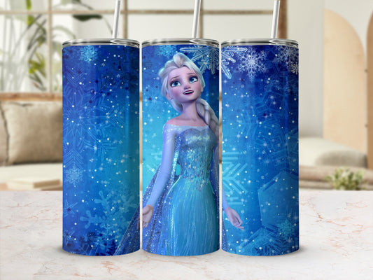 Frozen Elsa Themed Blue Snowflake Tumbler Cup