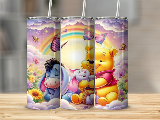 Cute Colorful Cartoon Tumblers with Rainbow Clouds Design