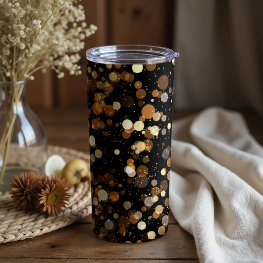 Sparkling Golden and Black Patterned Tumbler