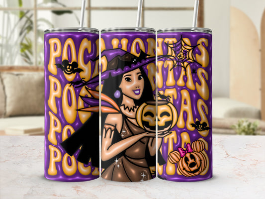Halloween Witch Pumpkin Design Tumbler with Straw
