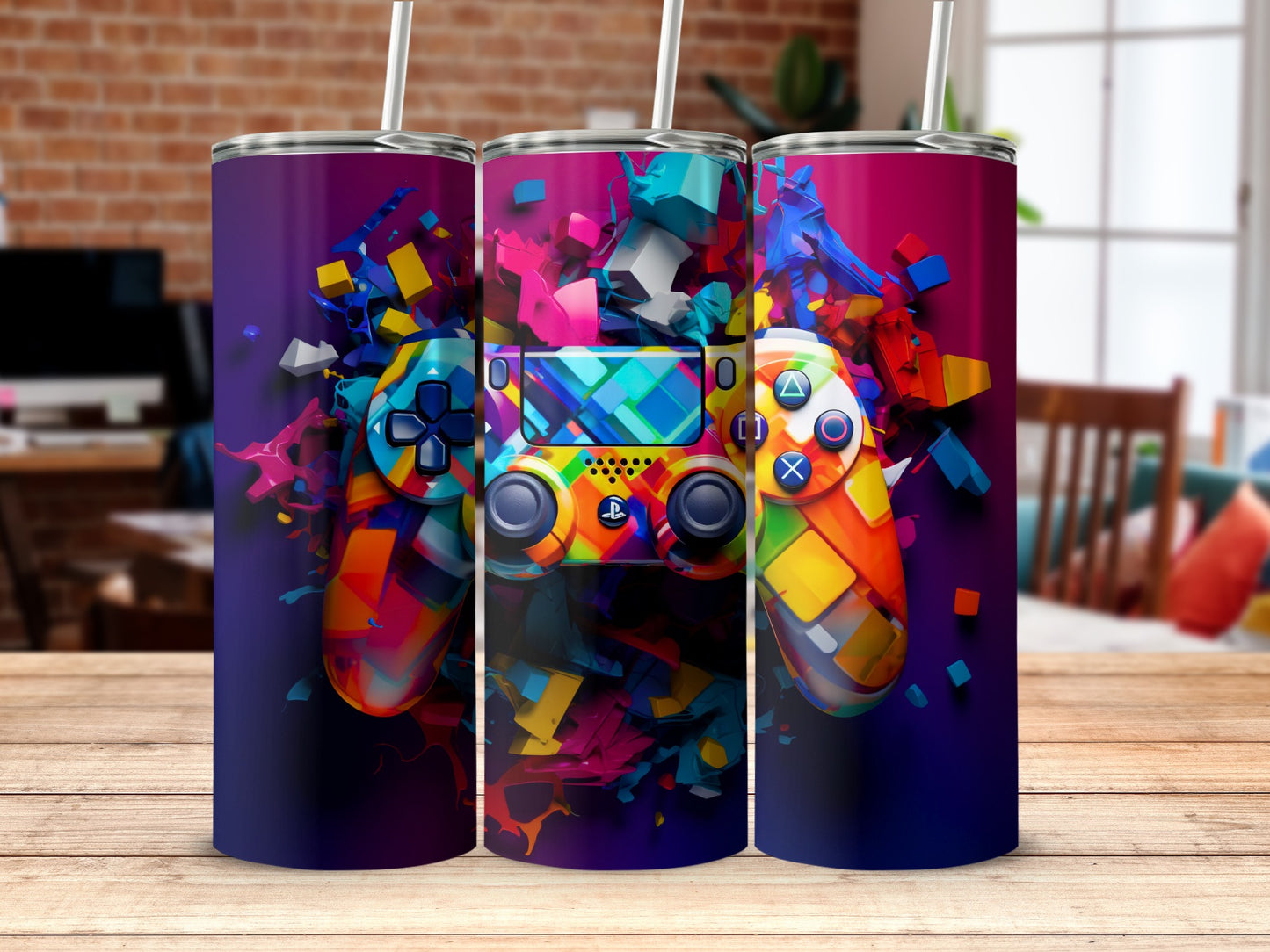Colorful Gaming Controller Tumbler for Gamers