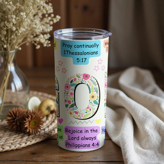 Floral Scripture-Inspired Tumbler for Daily Encouragement