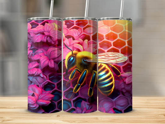 Vibrant Bee Honeycomb Pink Floral Design product type