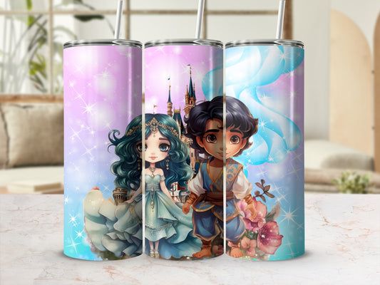 Fantasy Couple Tumbler with Glittery Background