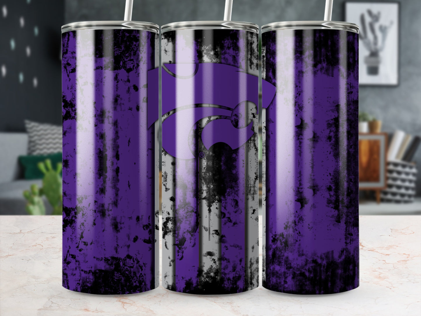 Purple and Black Distressed Pattern Tumbler product