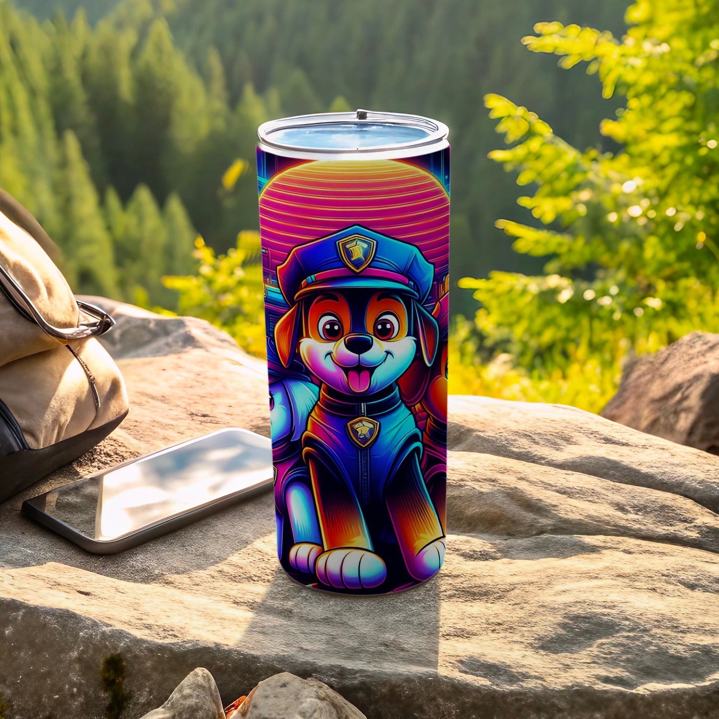 Colorful Cartoon Dog in Uniform Insulated Tumbler