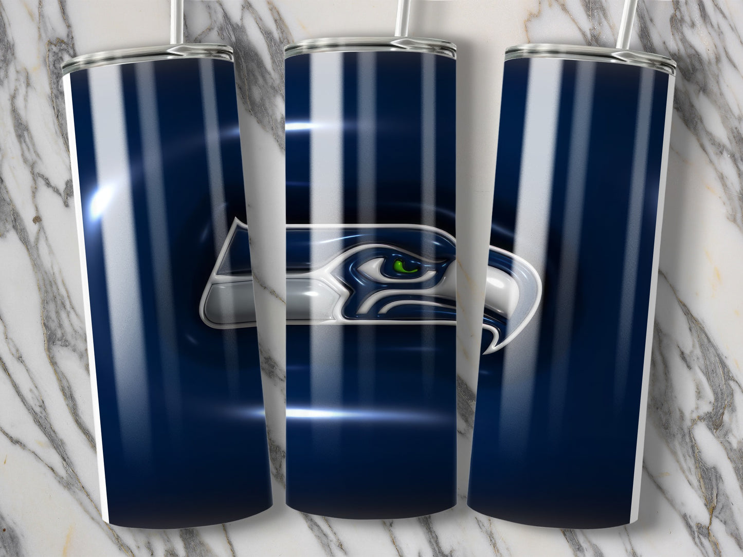 Seattle Seahawks Team Logo On Shiny Surface Tumblers